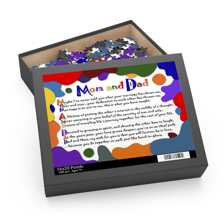 Mom and Dad Acrostic Poem Jigsaw Puzzle - Quirky Splatter