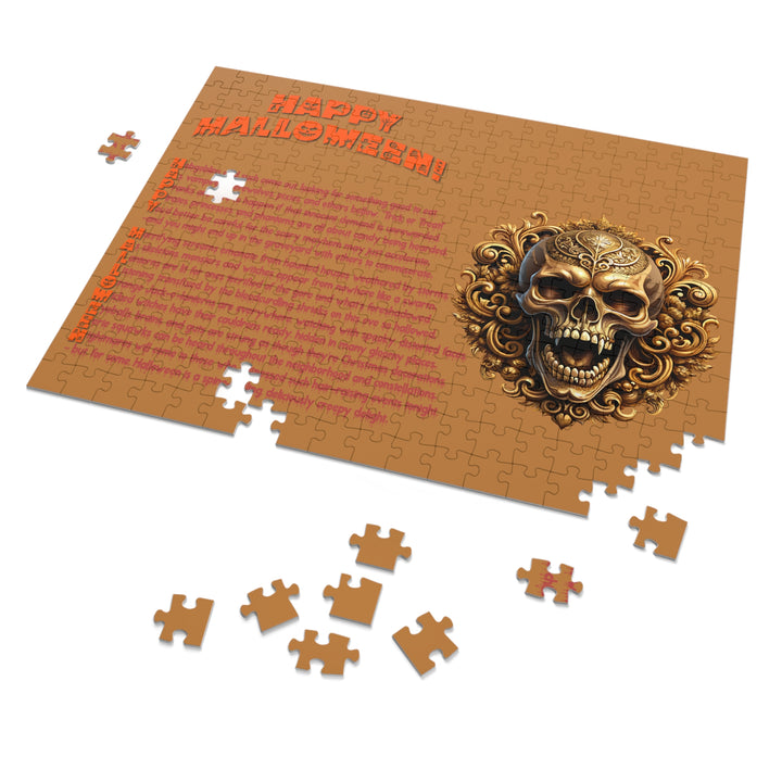 Happy Halloween Acrostic Poem Jigsaw Puzzle - Skull - Tin Box