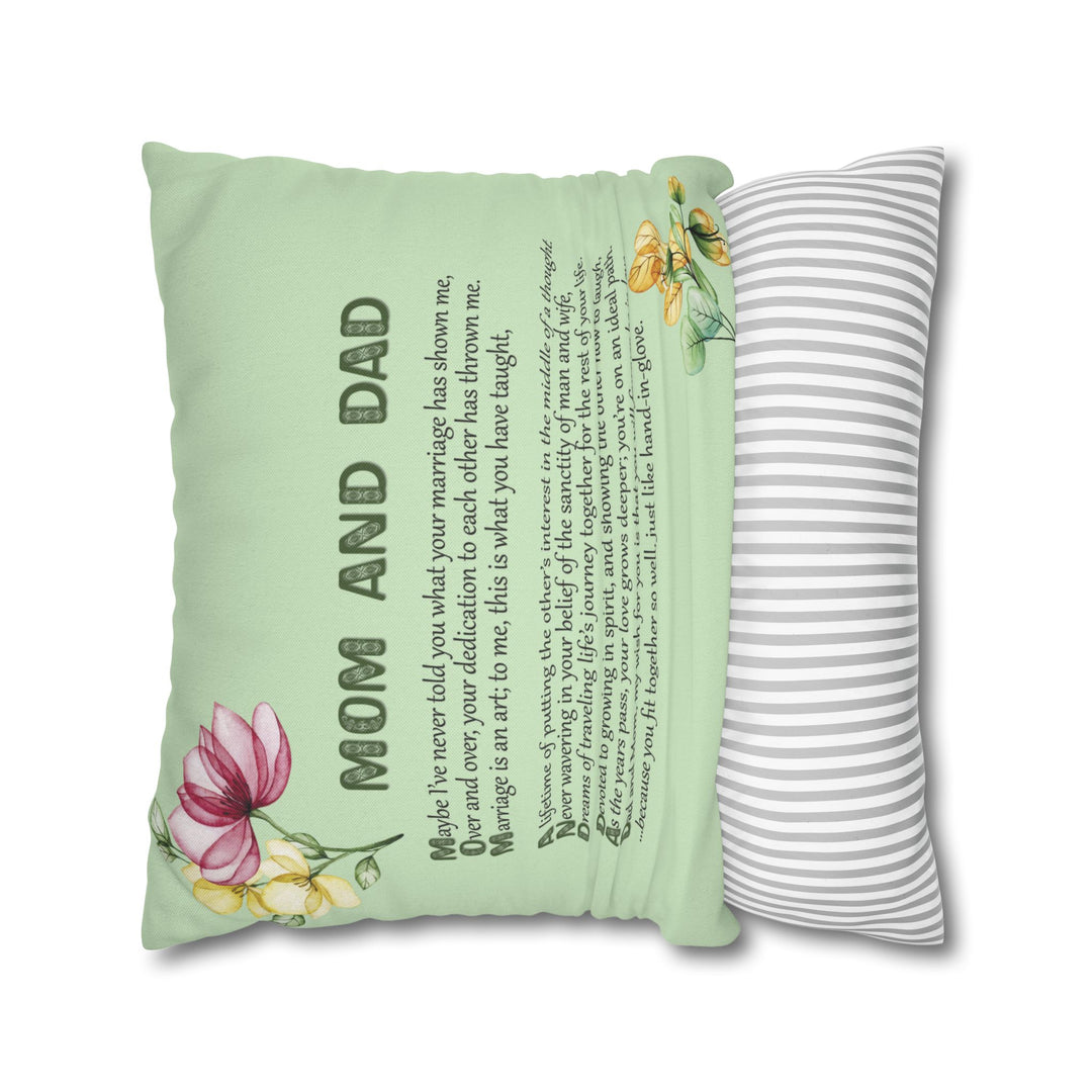 Mom and Dad Acrostic Poem Pillow Cover - Mint Color