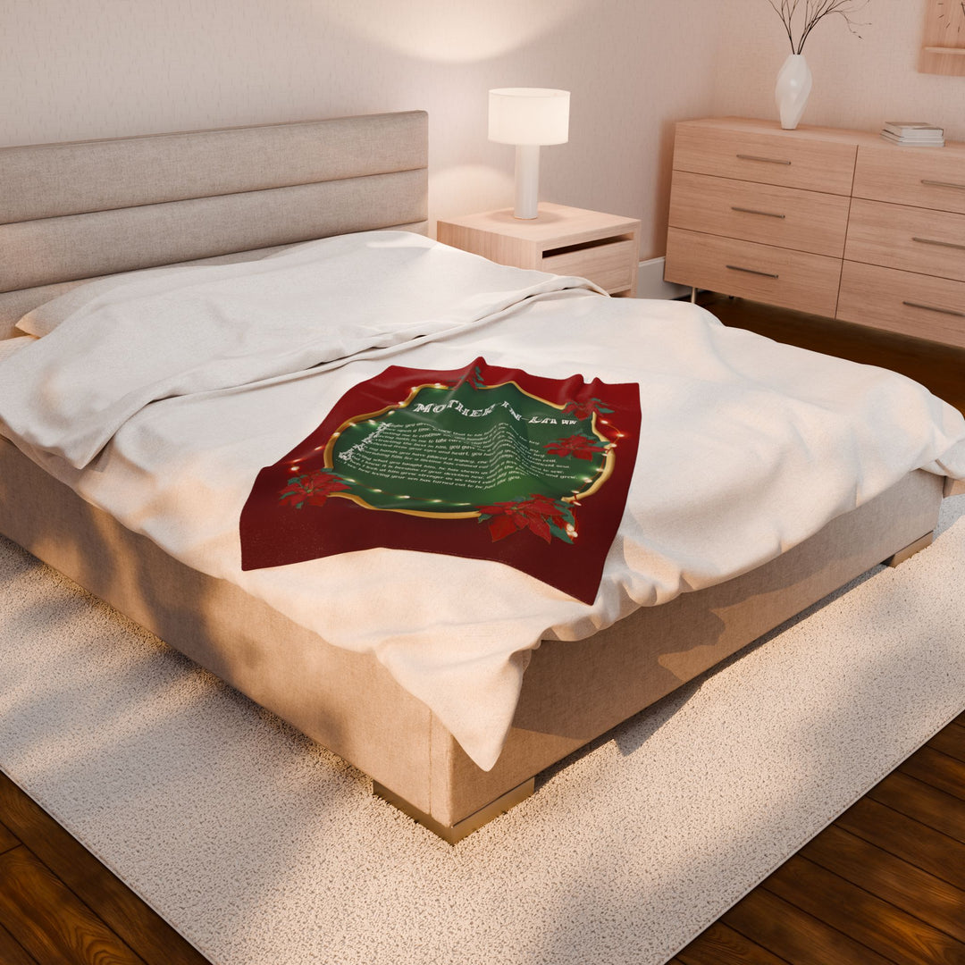 Mother-in-Law Acrostic Poem Velveteen Plush Blanket - Poinsettias