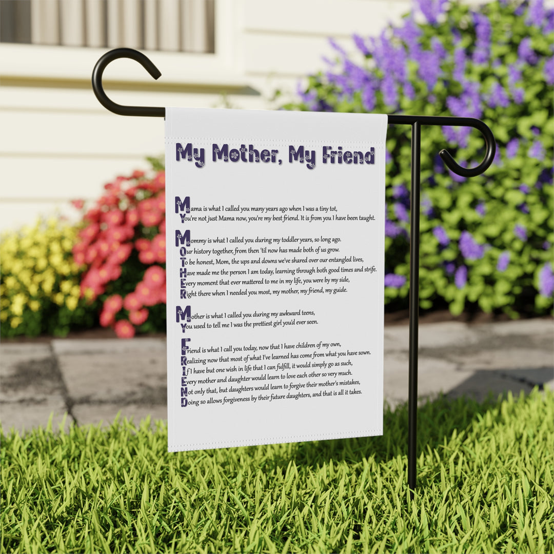 My Mother, My Friend Acrostic Poem outdoor/Garden Banner - Flower Font
