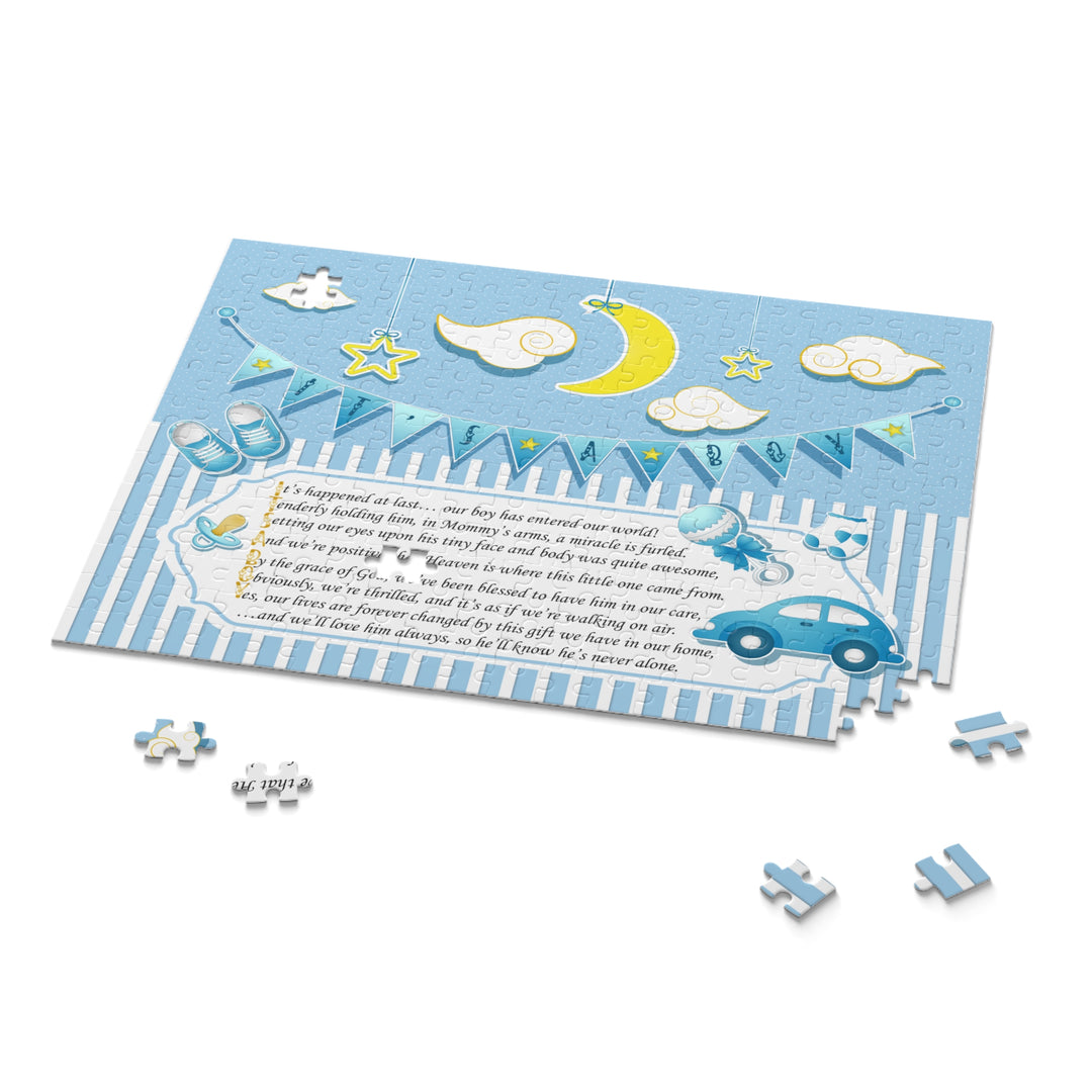 It's a Boy Acrostic Poem Puzzle - Blue-White Stripes - No Personalization