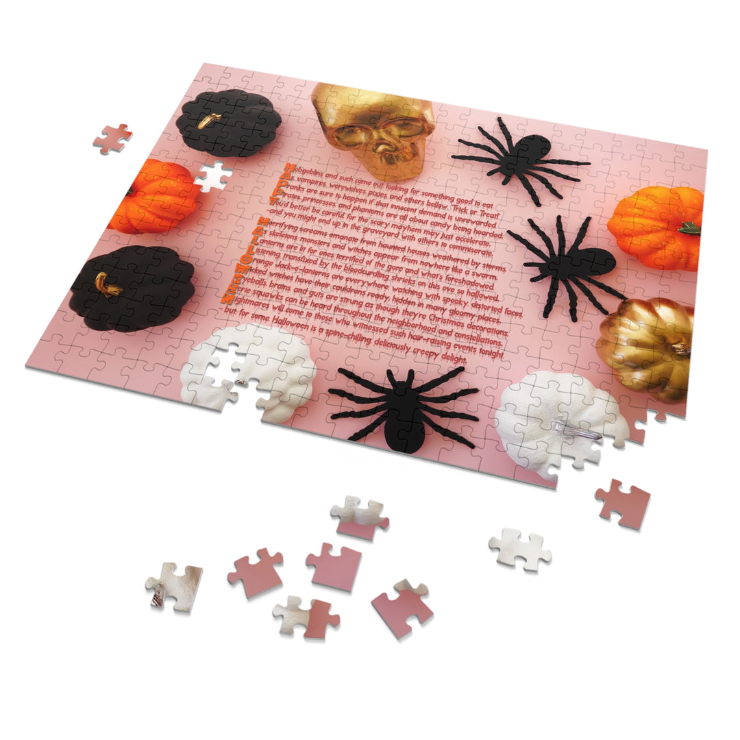 Happy Halloween Acrostic Poem Jigsaw Puzzle - Tin Box - Pumpkins and Spiders