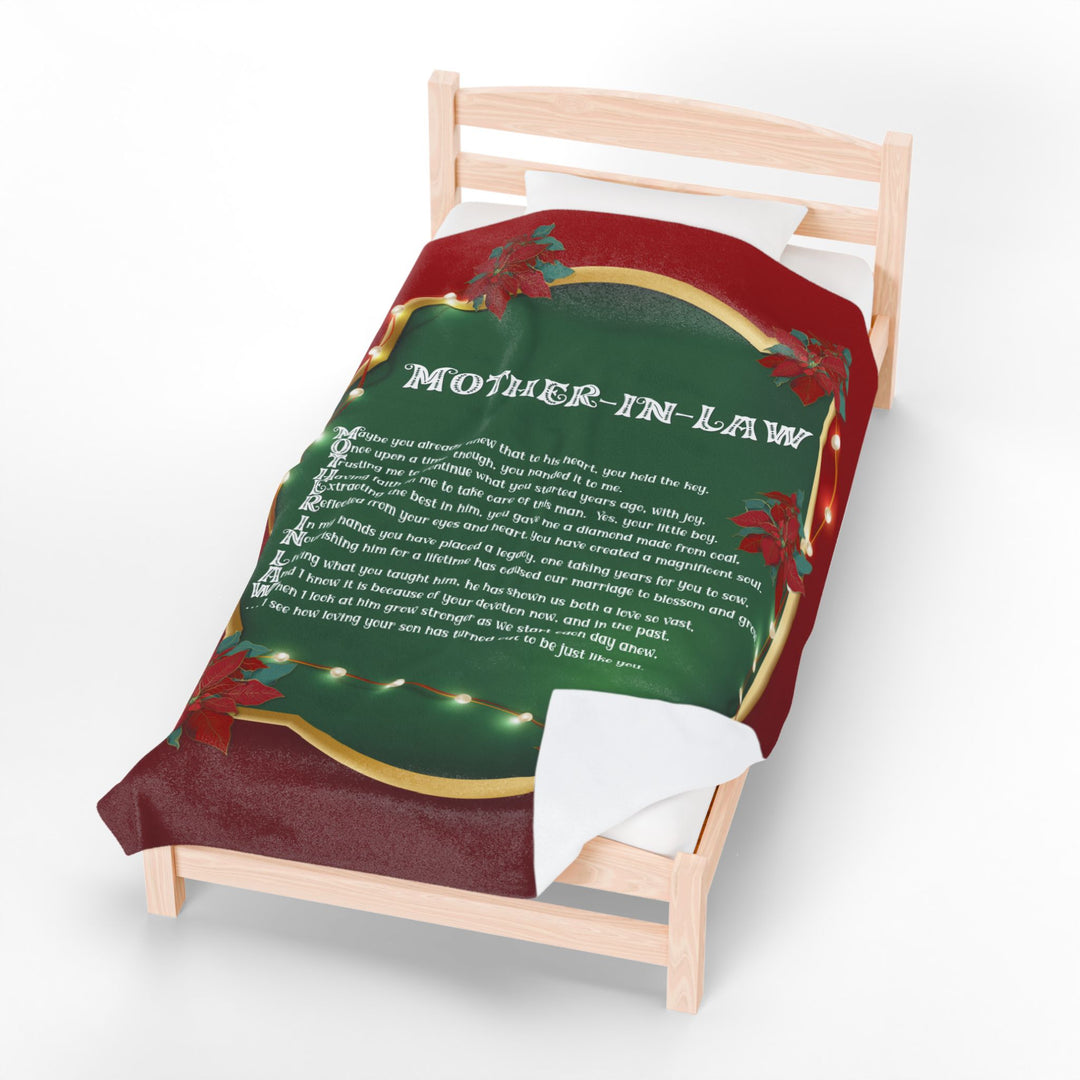 Mother-in-Law Acrostic Poem Velveteen Plush Blanket - Poinsettias