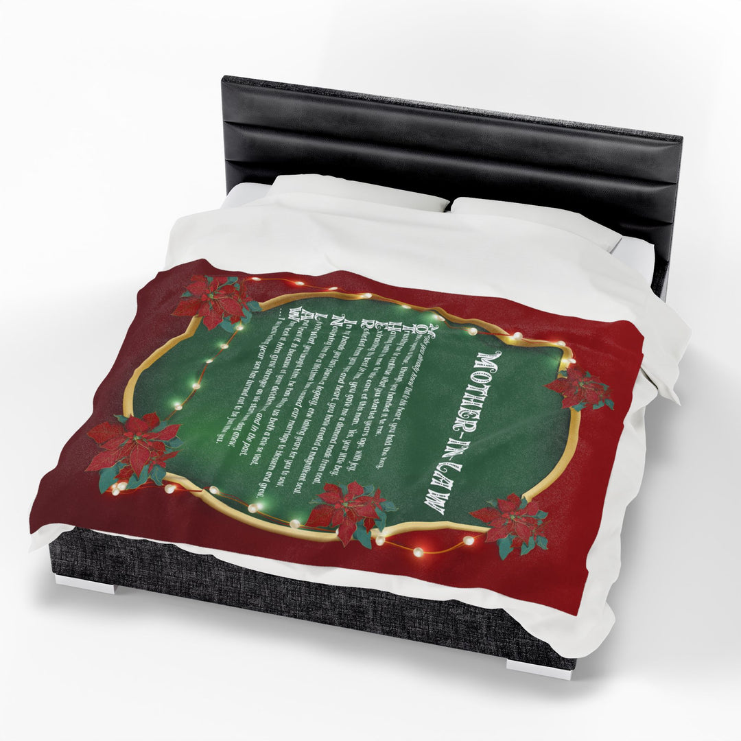 Mother-in-Law Acrostic Poem Velveteen Plush Blanket - Poinsettias
