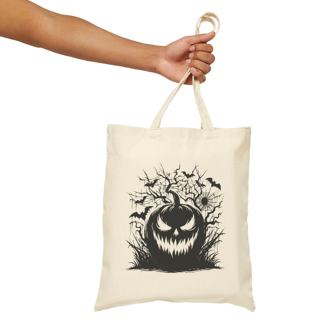 Happy Halloween Acrostic Poem Canvas Candy Tote Bag - Spooky Pumpkin - No Personalization