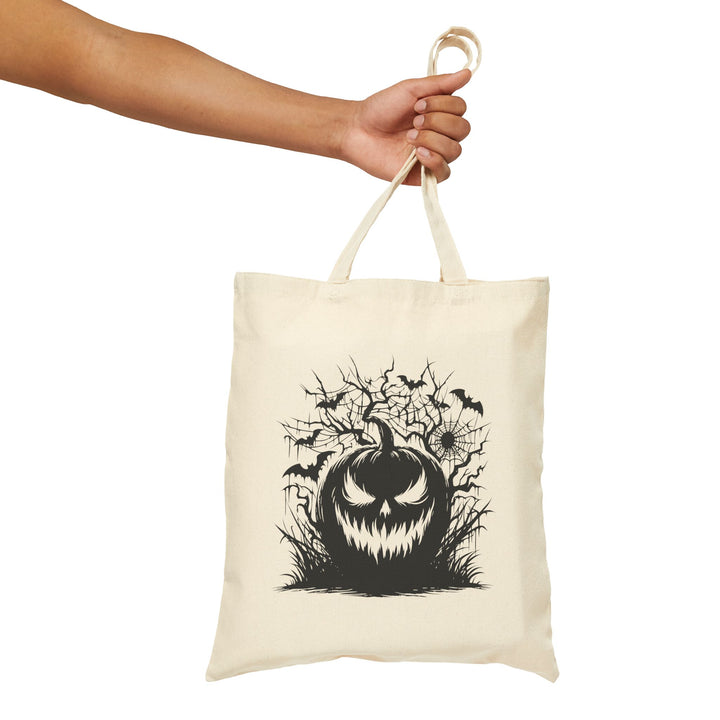 Happy Halloween Acrostic Poem Canvas Candy Tote Bag - Spooky Pumpkin - No Personalization