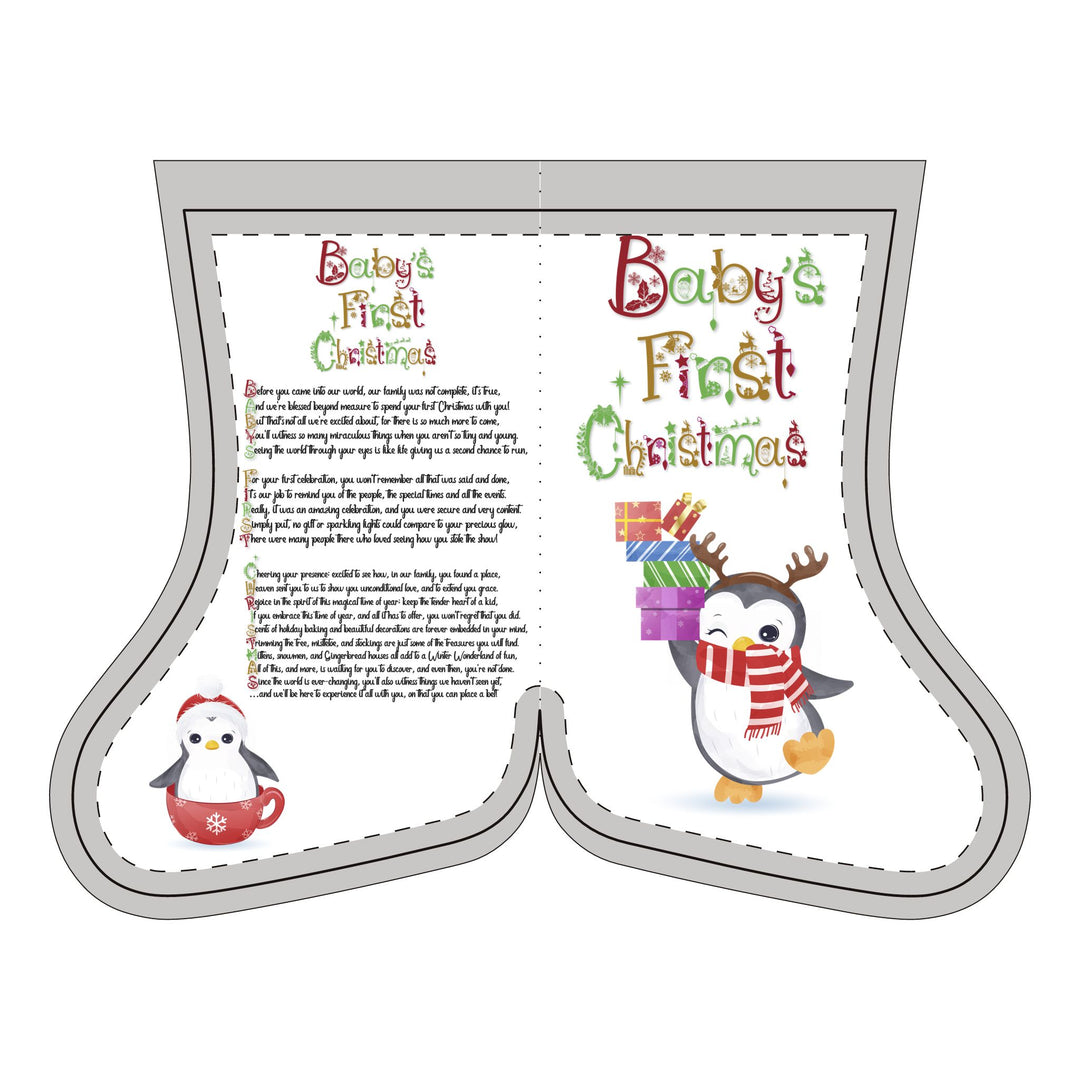 "Baby's First Christmas" Acrostic Poem Christmas Sock - No Personalization - Design Two