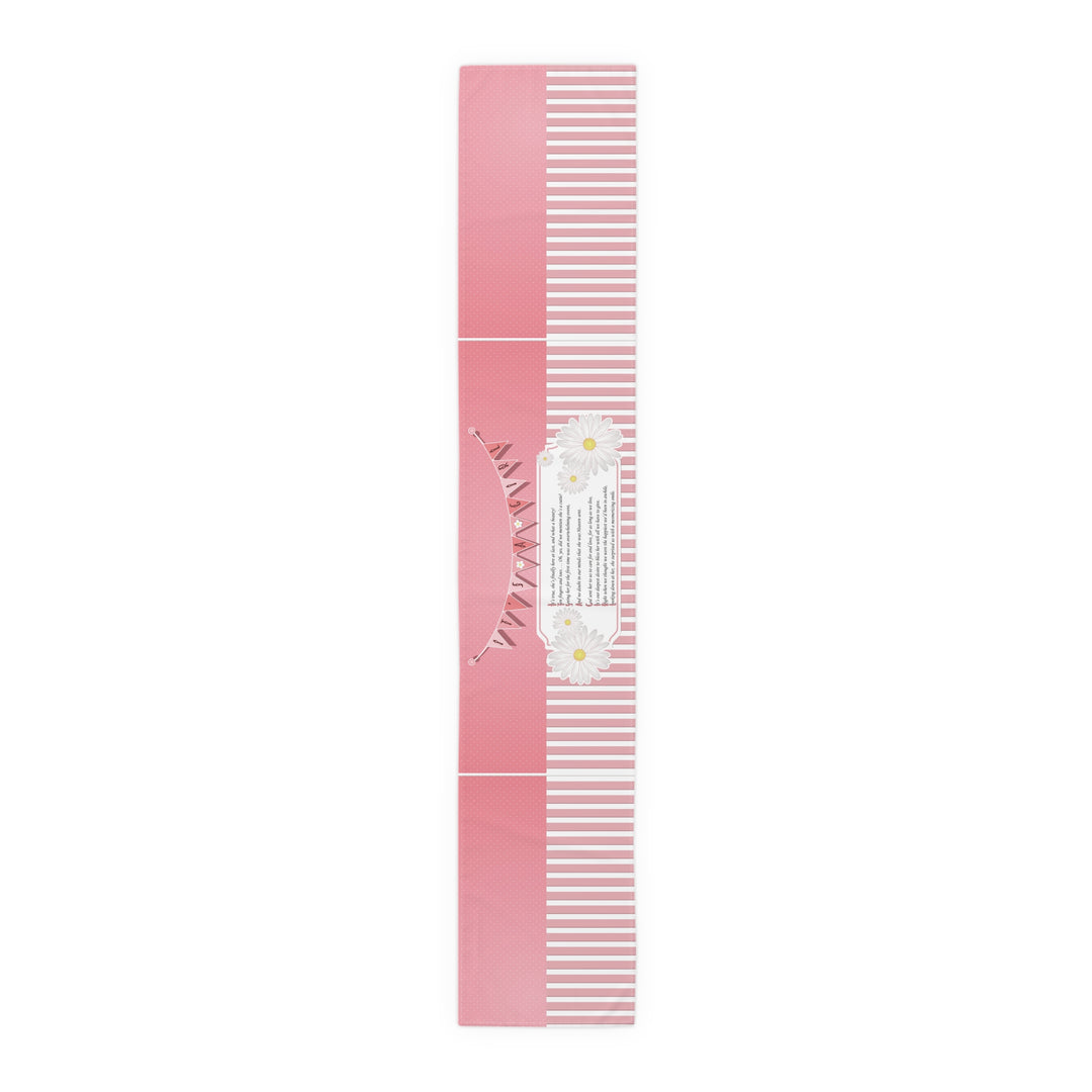 It’s a Girl Table Runner - Pink-White Stripes - No Personalization