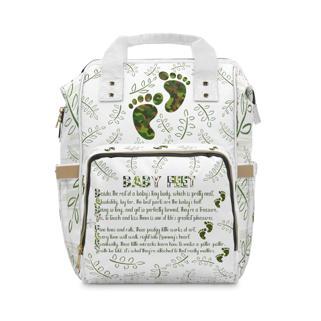 Baby Steps Multifunctional Diaper Backpack - "Baby Feet" - Camo Design