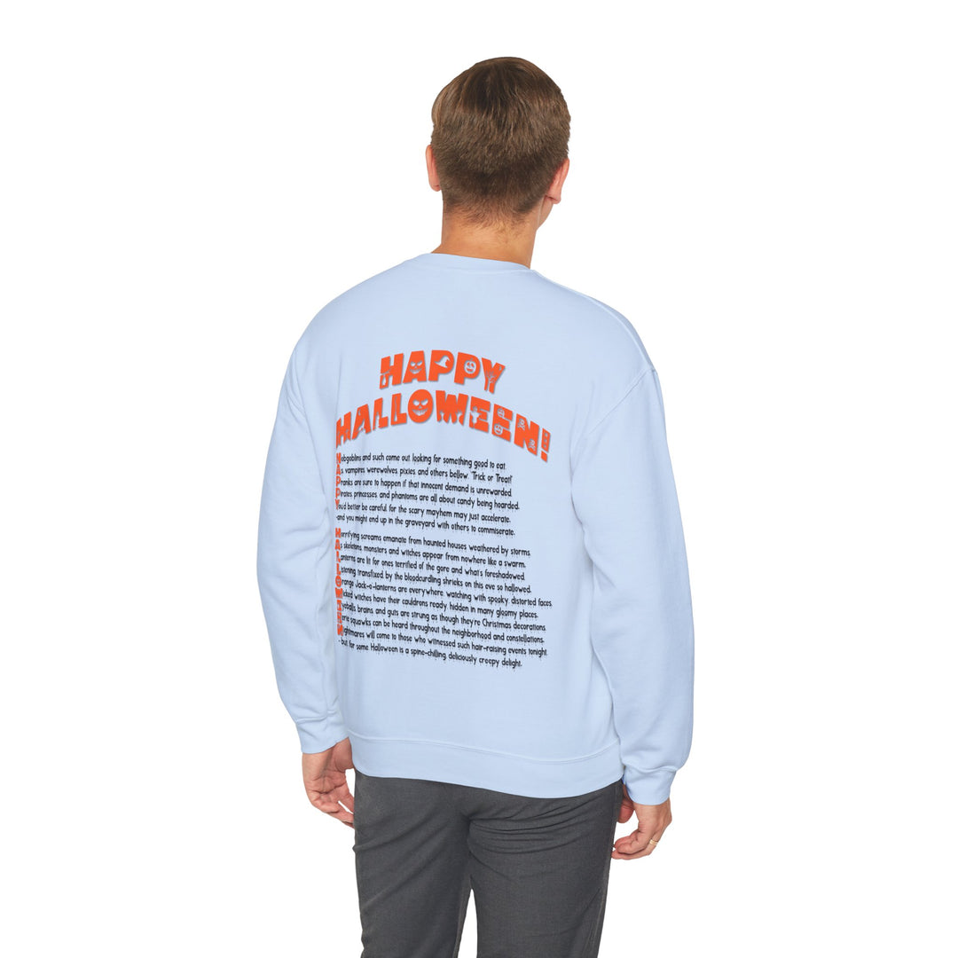Happy Halloween Acrostic Poem  Sweatshirt - Creepy Black Pumpkin