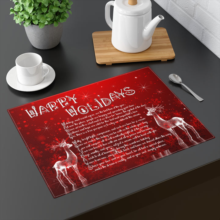Happy Holidays Acrostic Poem Placemat - Ice Reindeers