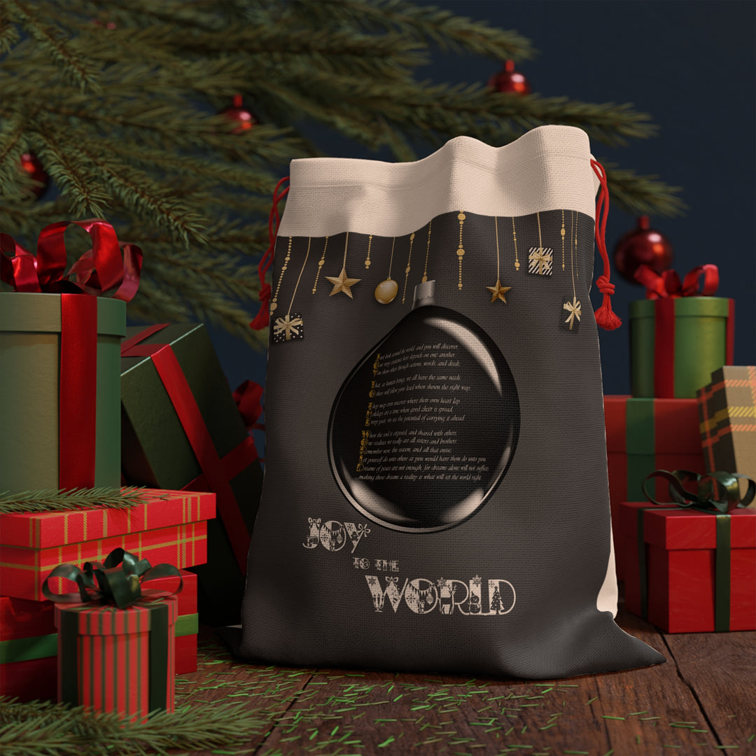 Joy to the World  Acrostic Poem Gift Bag - Ornament - Black