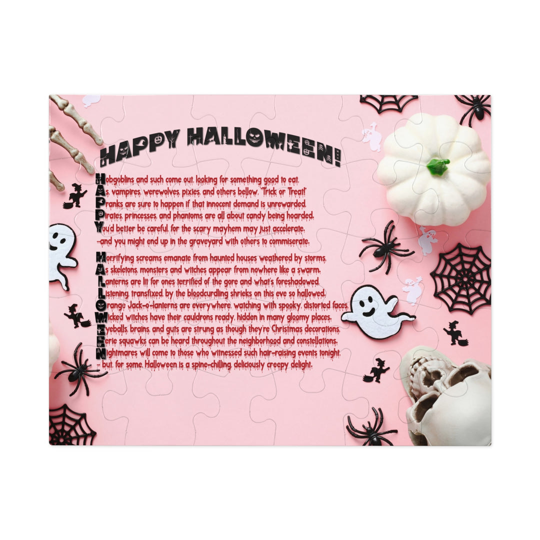 Happy Halloween Acrostic Poem Jigsaw Puzzle - Tin Box - Pink