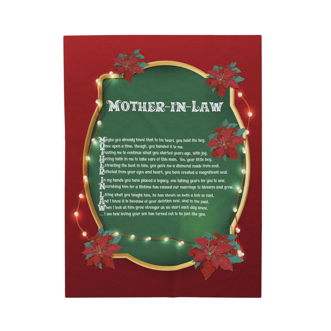 Mother-in-Law Acrostic Poem Velveteen Plush Blanket - Poinsettias