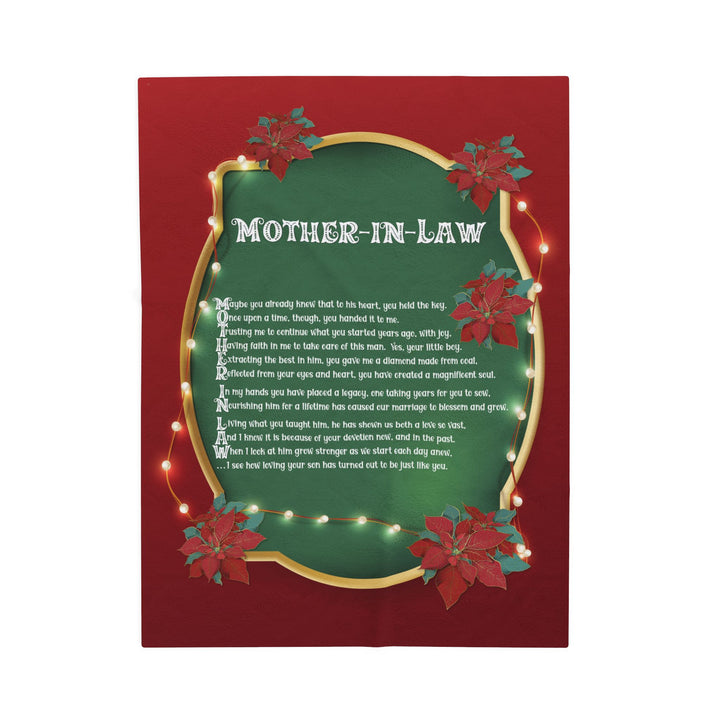 Mother-in-Law Acrostic Poem Velveteen Plush Blanket - Poinsettias