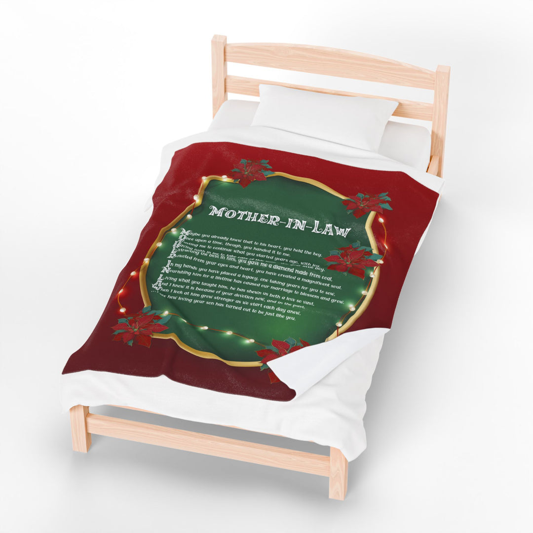 Mother-in-Law Acrostic Poem Velveteen Plush Blanket - Poinsettias