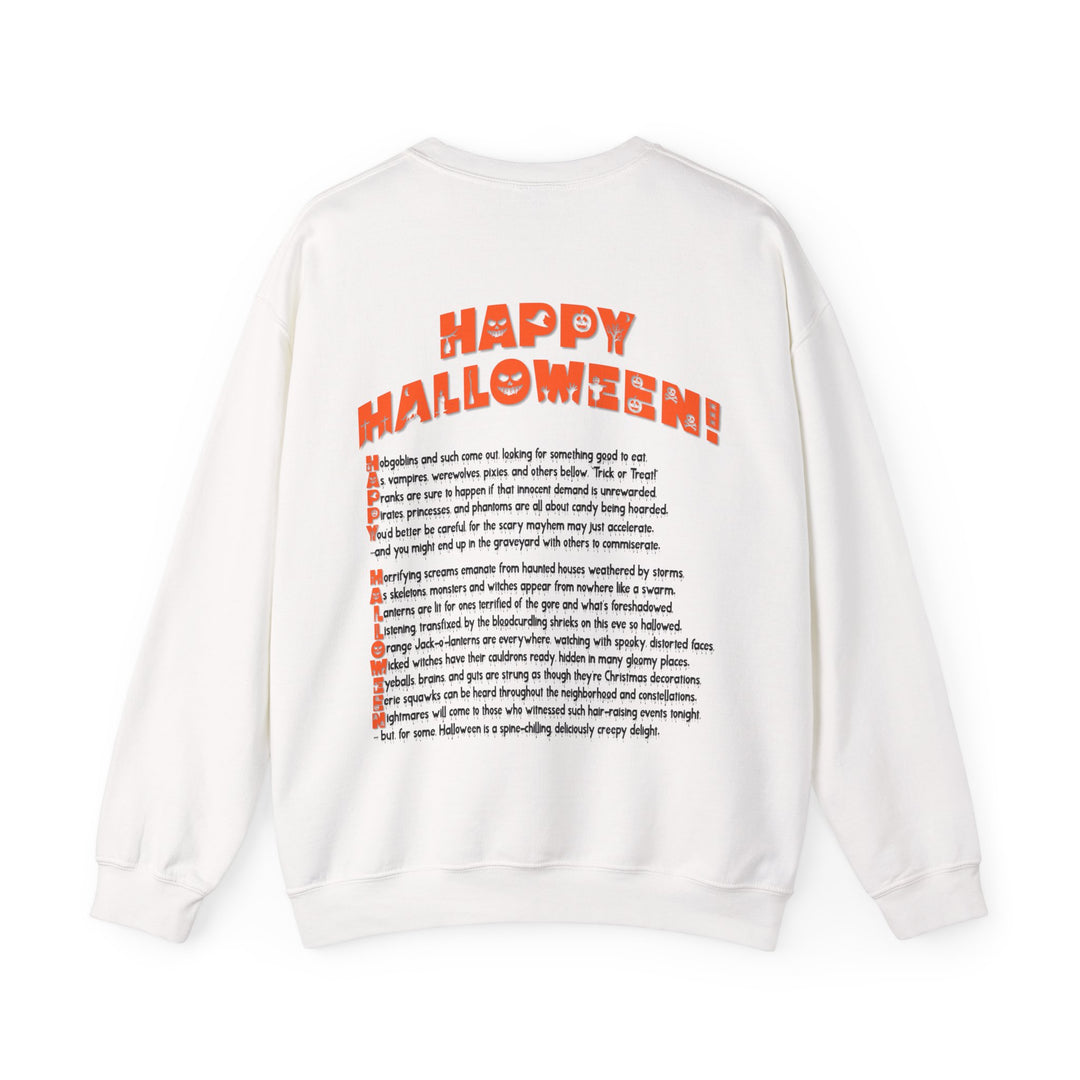 Happy Halloween Acrostic Poem  Sweatshirt - Creepy Black Pumpkin