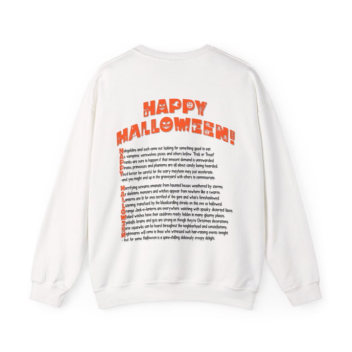 Happy Halloween Acrostic Poem  Sweatshirt - Creepy Black Pumpkin