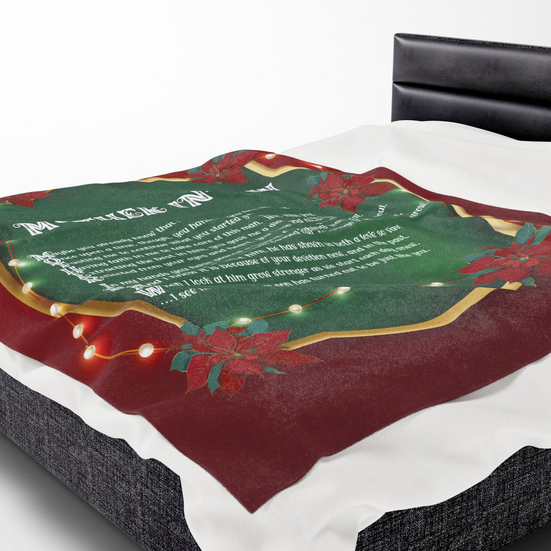 Mother-in-Law Acrostic Poem Velveteen Plush Blanket - Poinsettias
