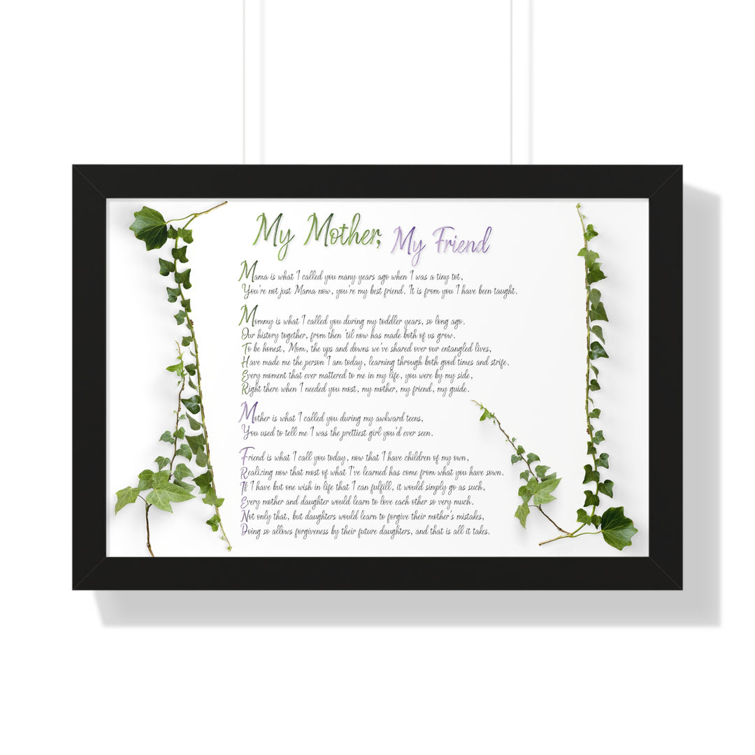 It's Just a Phrase "My Mother, My Friend" Framed Acrostic Poem Print