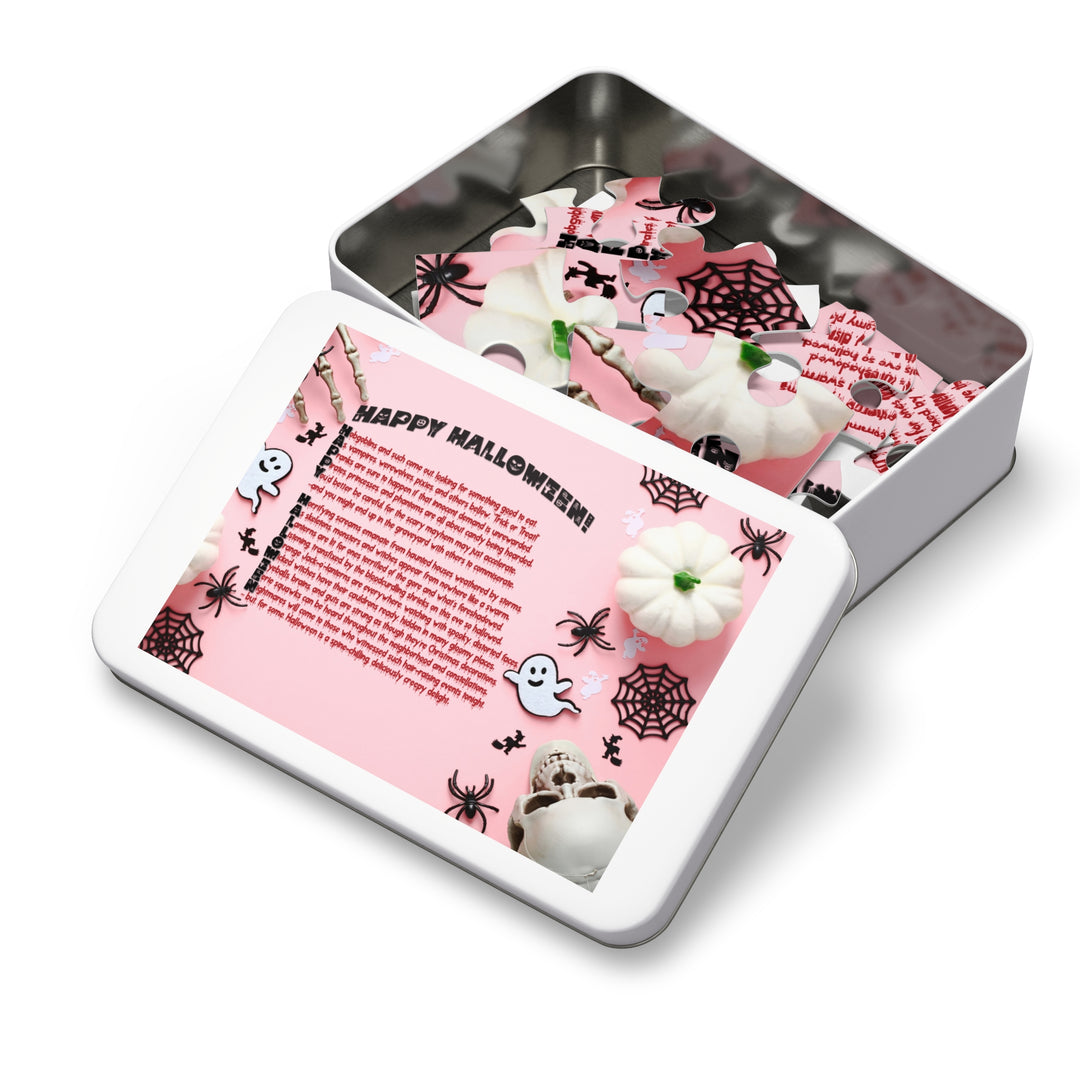 Happy Halloween Acrostic Poem Jigsaw Puzzle - Tin Box - Pink