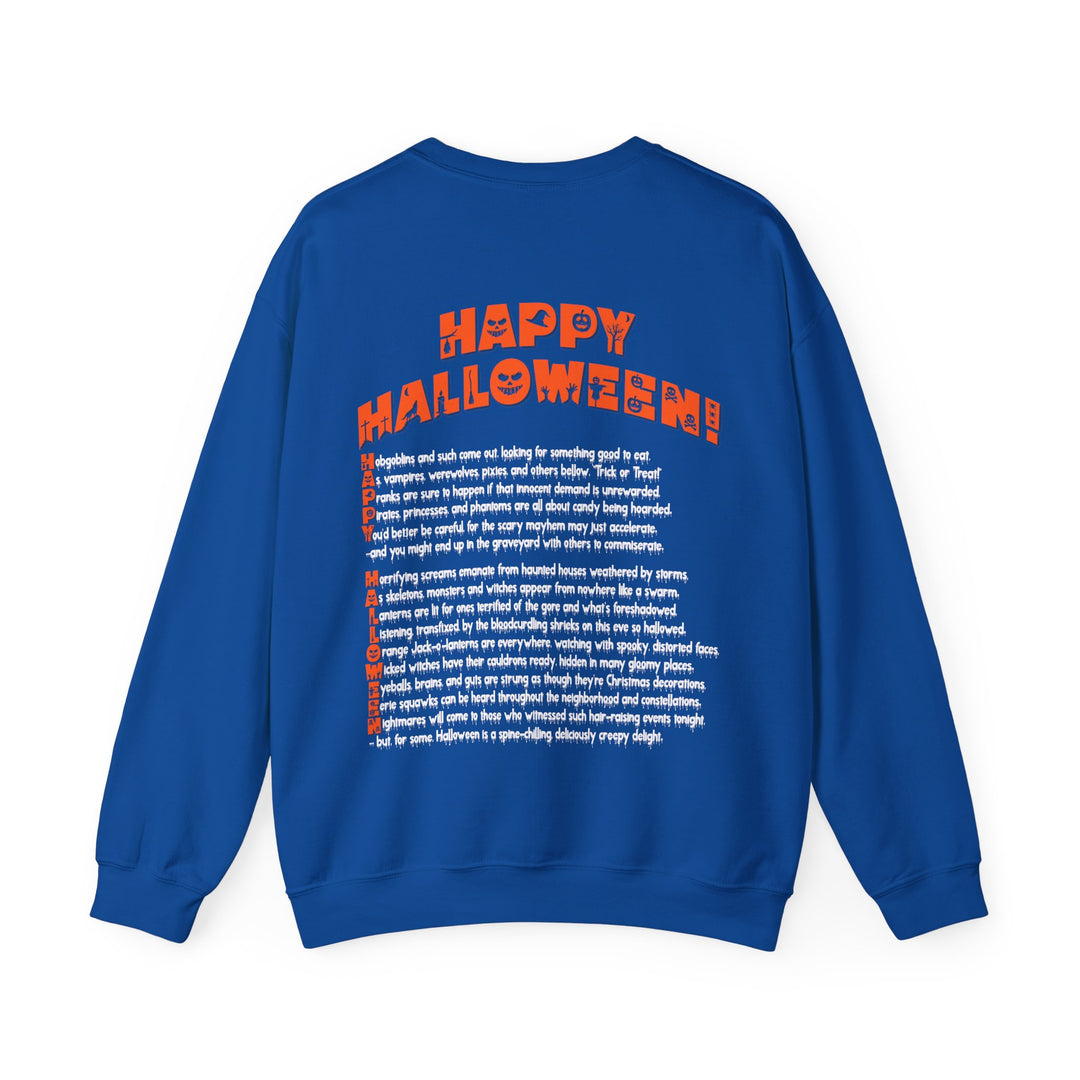 Happy Halloween Acrostic Poem  Sweatshirt - Creepy Black Pumpkin
