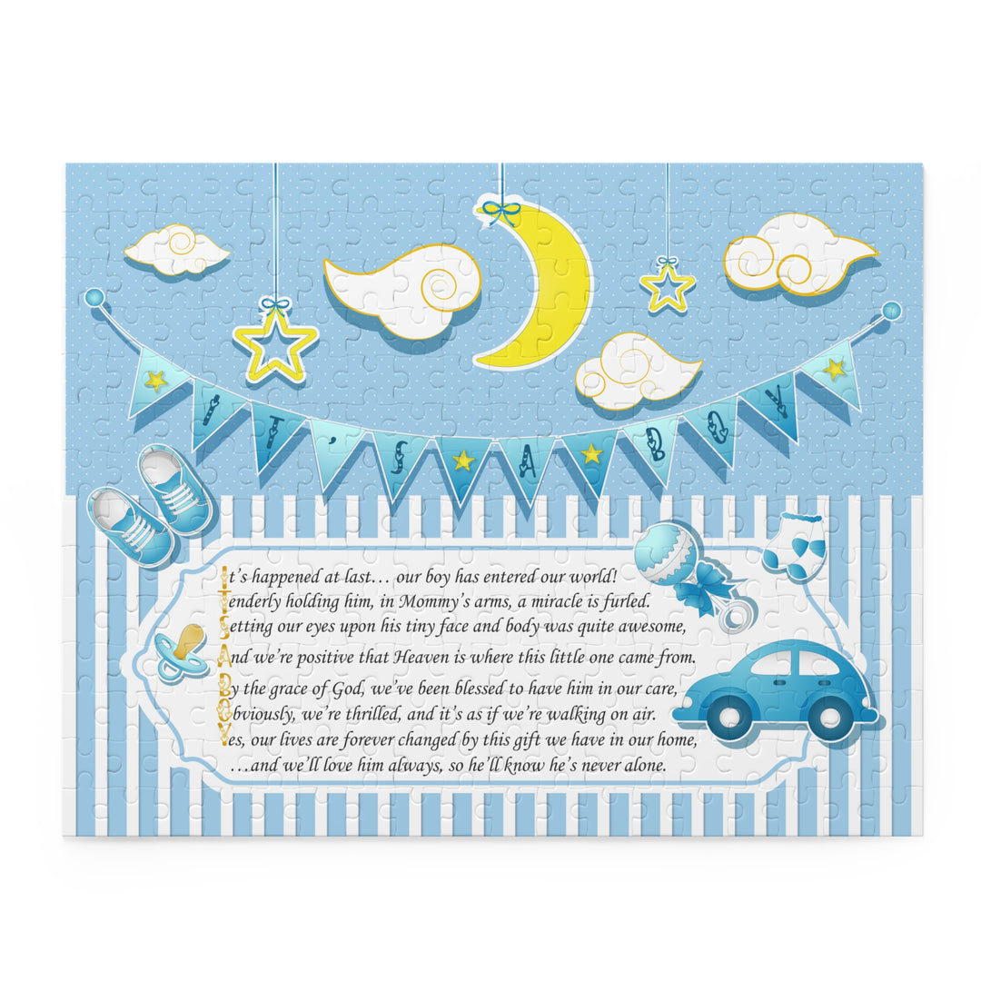 It's a Boy Acrostic Poem Puzzle - Blue-White Stripes - No Personalization