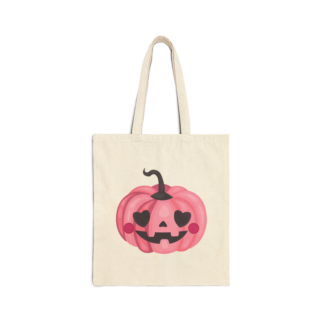 Happy Halloween Acrostic Poem Canvas Candy Tote Bag - Cute Pink Pumpkin - No Personalization