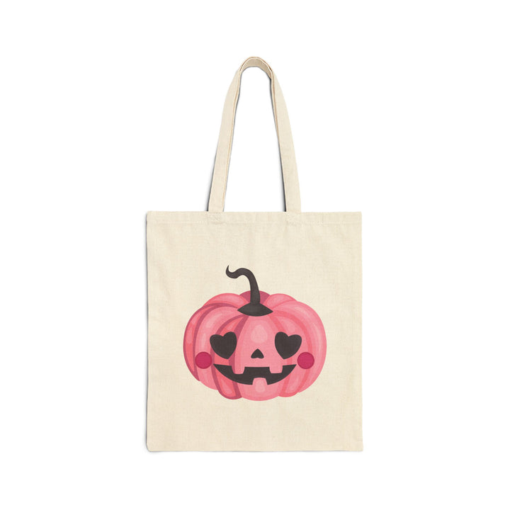 Happy Halloween Acrostic Poem Canvas Candy Tote Bag - Cute Pink Pumpkin - No Personalization