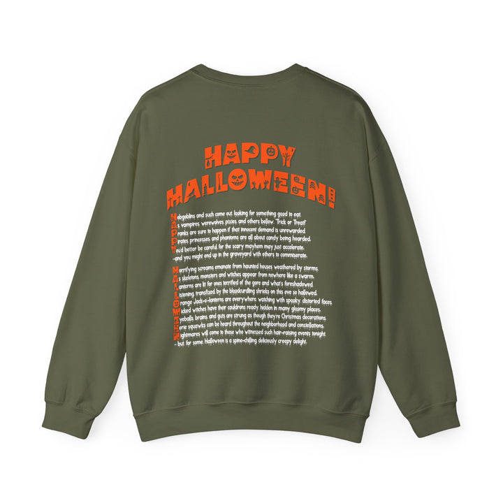 Happy Halloween Acrostic Poem  Sweatshirt - Creepy Black Pumpkin
