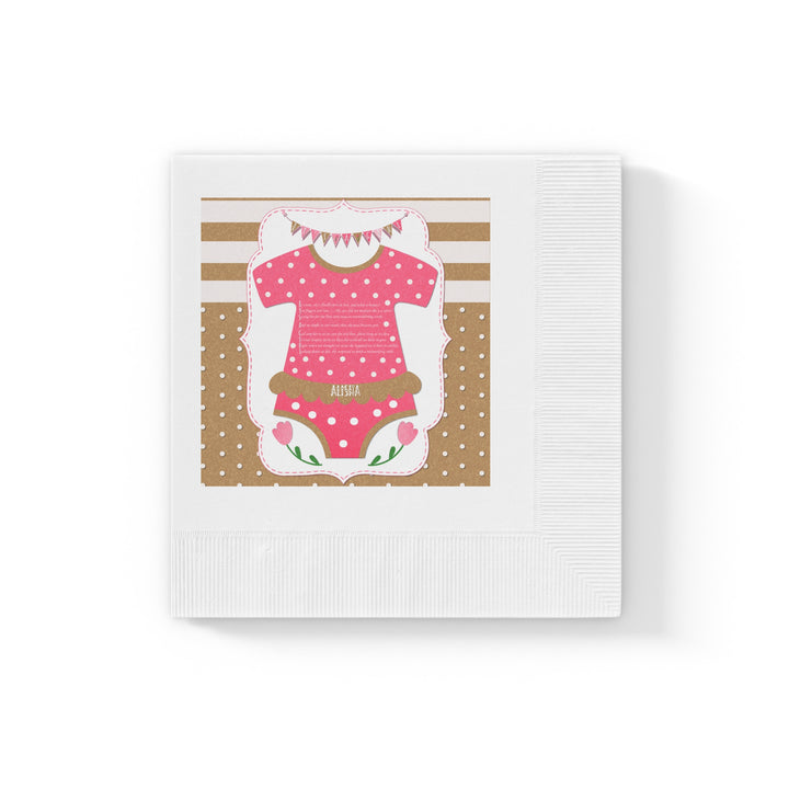 It's a Girl Baby Shower Coined Napkins - Cute Baby Bodysuit - Personalized