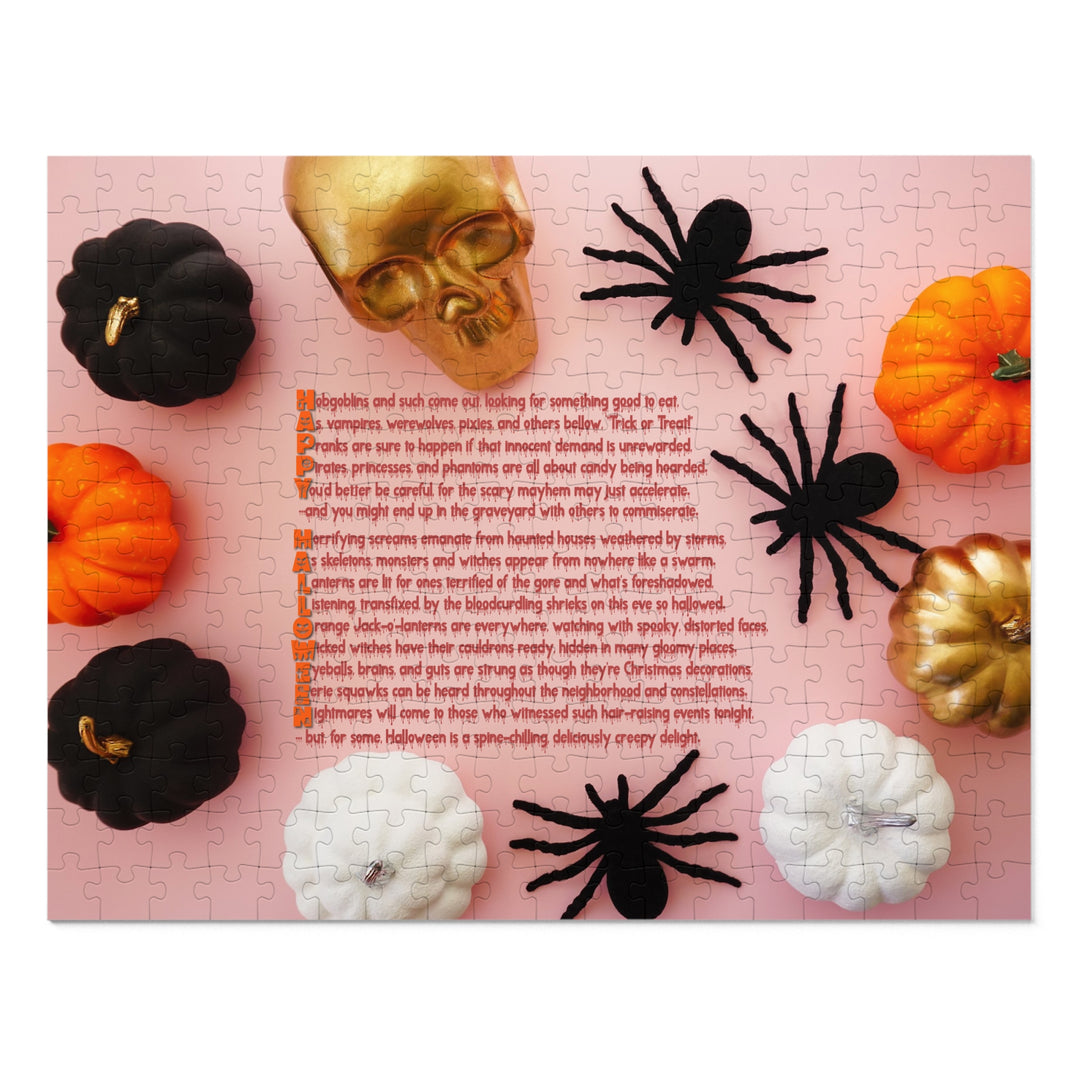 Happy Halloween Acrostic Poem Jigsaw Puzzle - Tin Box - Pumpkins and Spiders