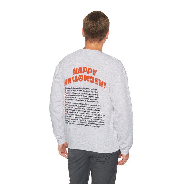 Happy Halloween Acrostic Poem  Sweatshirt - Creepy Black Pumpkin