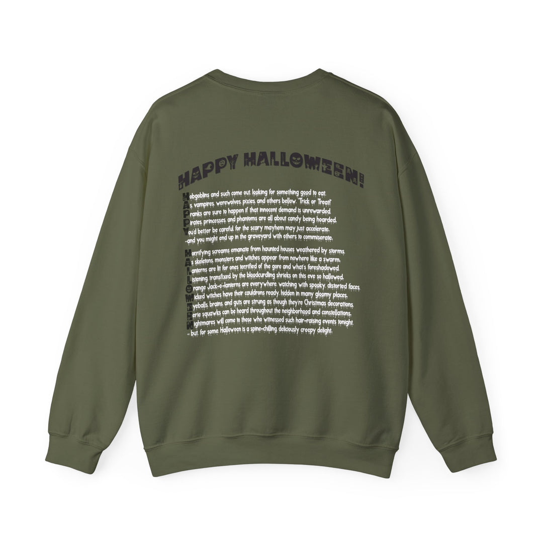 Happy Halloween Acrostic Poem Sweatshirt  - Creepy Modern Witch