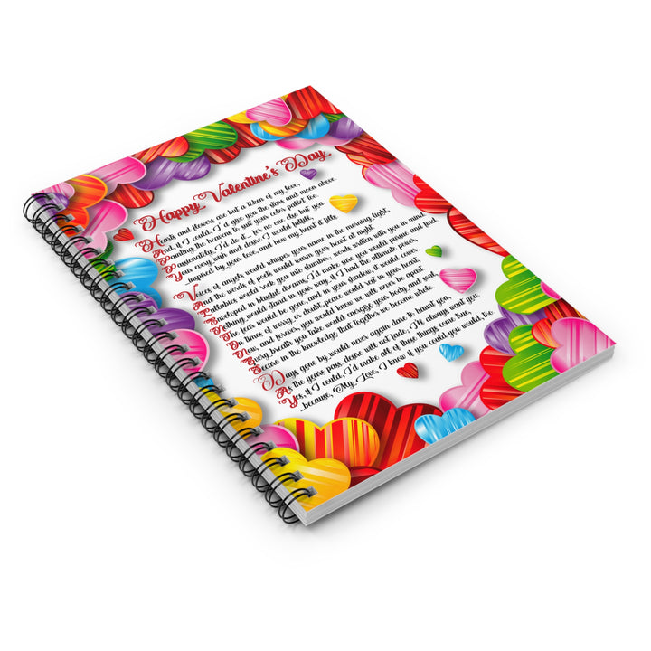 Happy Valentine's Day Acrostic Poem Spiral Notebook - Ruled Line - Candy Hearts