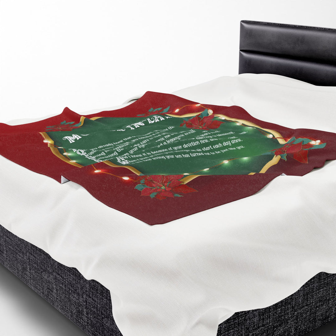 Mother-in-Law Acrostic Poem Velveteen Plush Blanket - Poinsettias