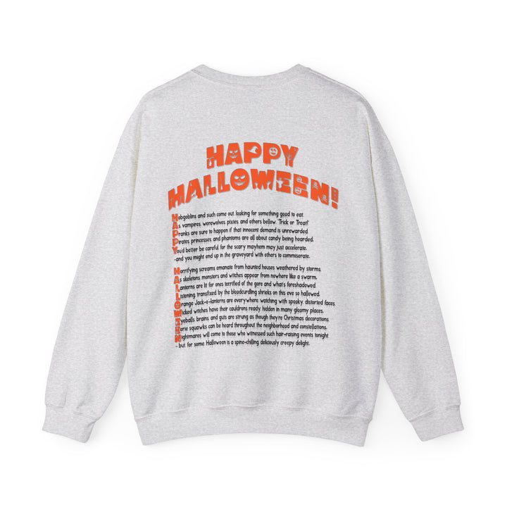 Happy Halloween Acrostic Poem  Sweatshirt - Creepy Black Pumpkin