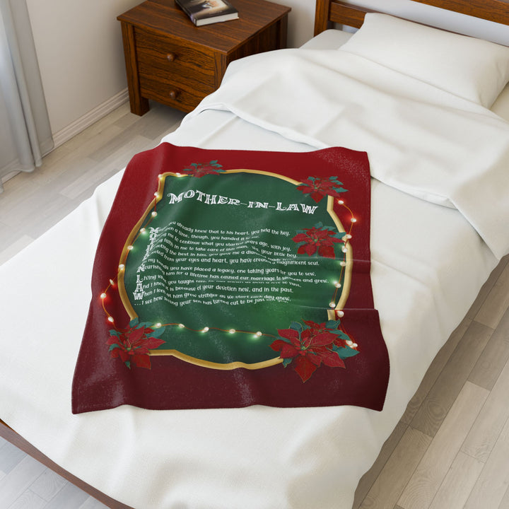 Mother-in-Law Acrostic Poem Velveteen Plush Blanket - Poinsettias