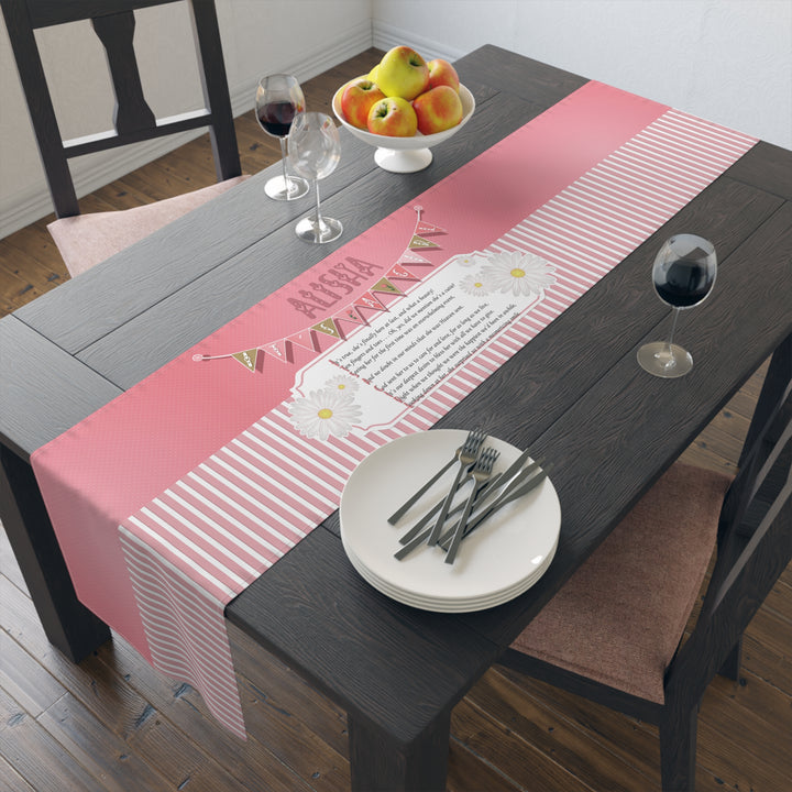 It’s a Girl Table Runner - Pink-White Stripes - Personalized