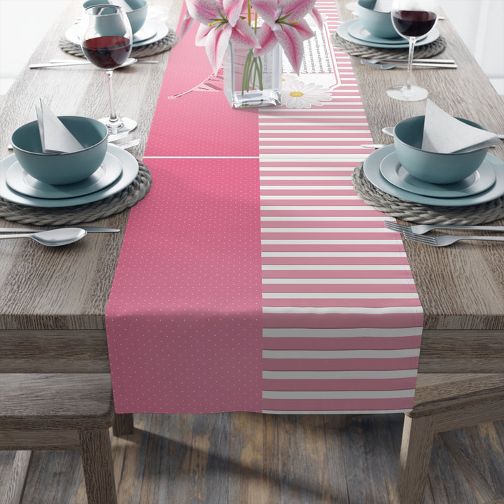 It’s a Girl Table Runner - Pink-White Stripes - No Personalization