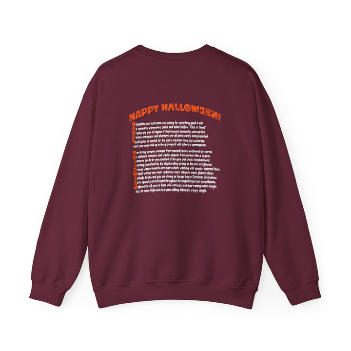 Happy Halloween Acrostic Poem Sweatshirt - Creepy Pumpkin