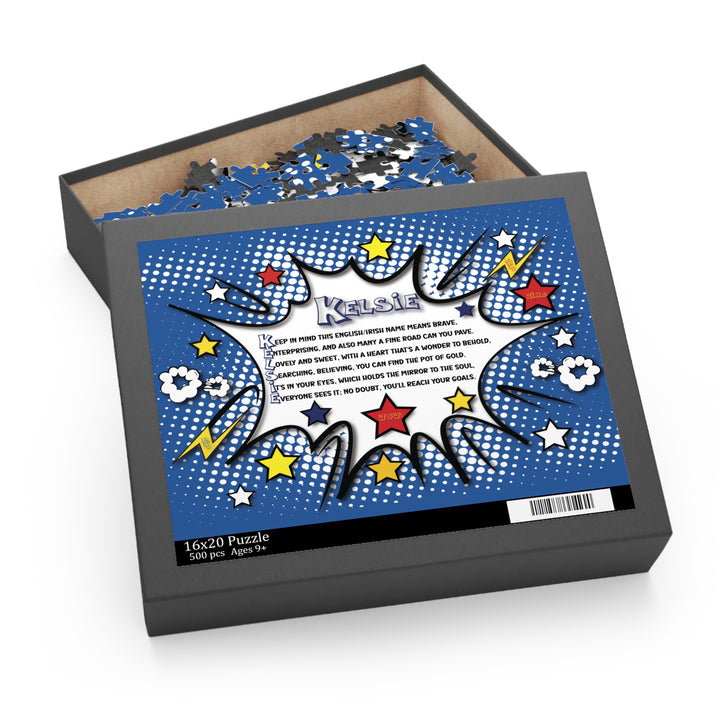 Namesakes Acrostic Name Poem Jigsaw Puzzle - Comic Blue