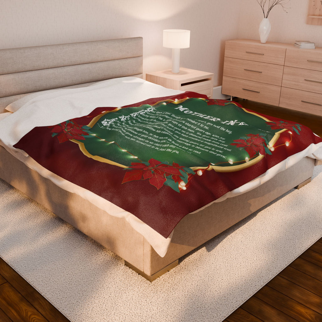 Mother-in-Law Acrostic Poem Velveteen Plush Blanket - Poinsettias