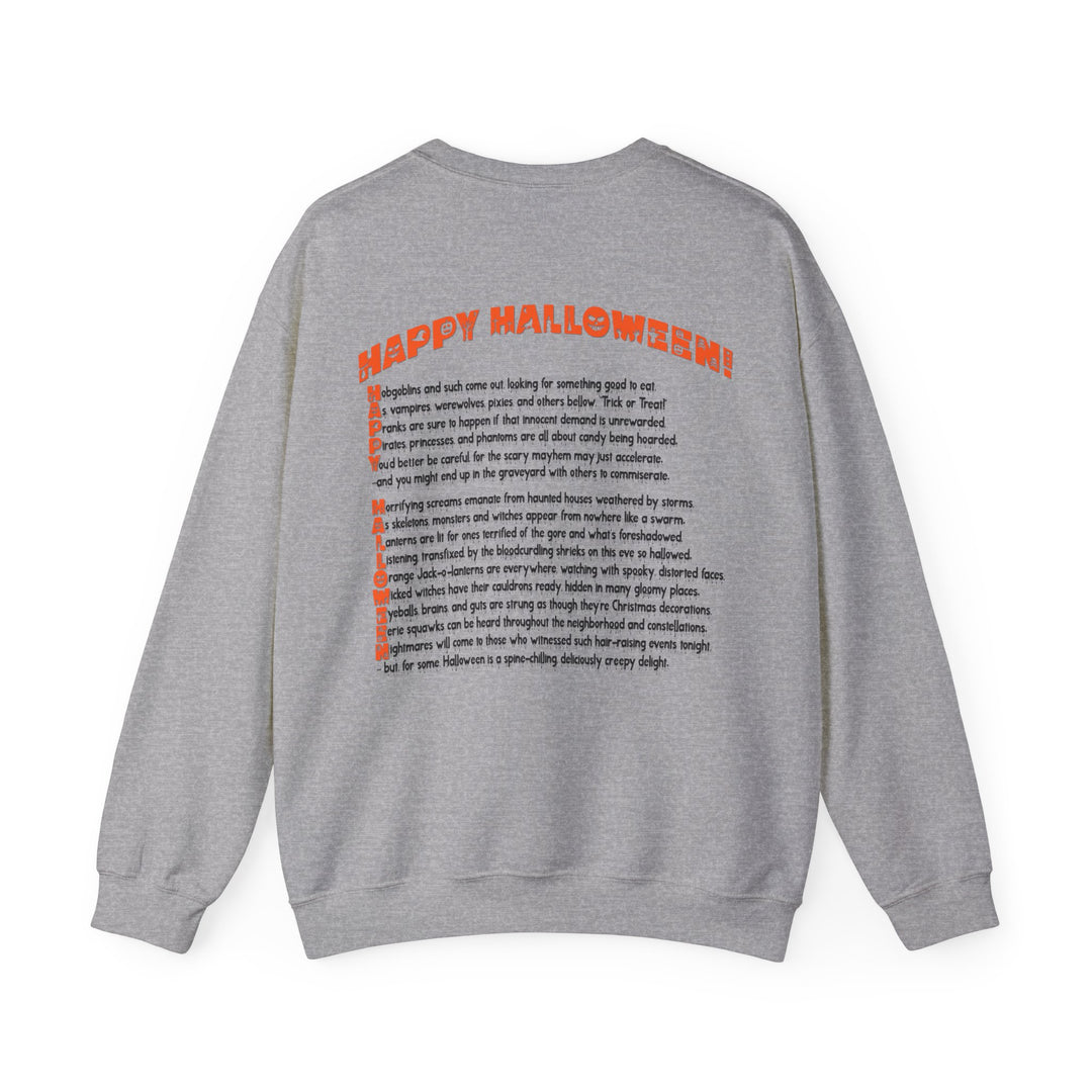Happy Halloween Acrostic Poem Sweatshirt - Creepy Pink