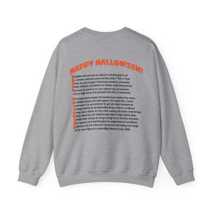 Happy Halloween Acrostic Poem Sweatshirt - Creepy Pink