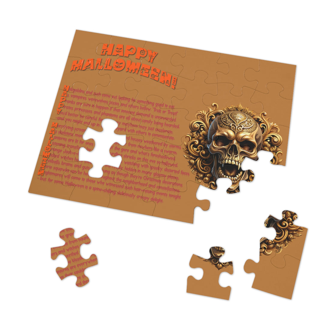 Happy Halloween Acrostic Poem Jigsaw Puzzle - Skull - Tin Box