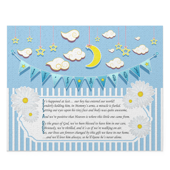 It's a Boy Acrostic Poem Puzzle - Blue-White Stripes - No Personalization