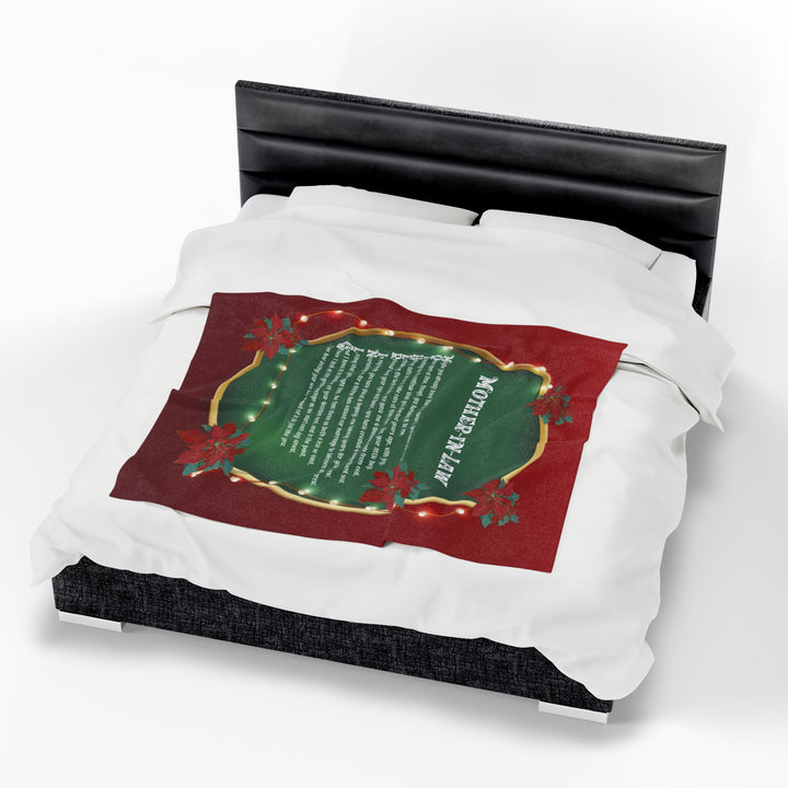 Mother-in-Law Acrostic Poem Velveteen Plush Blanket - Poinsettias