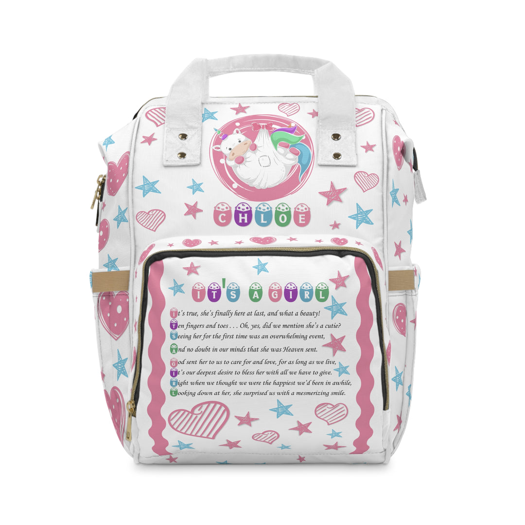 It’s a Girl Acrostic Poem Multifunctional Diaper Backpack - Baby Unicorn - Personalized
